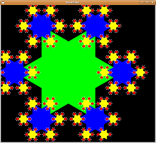 Screenshot of final snowflake fractal from SOE chapter 3